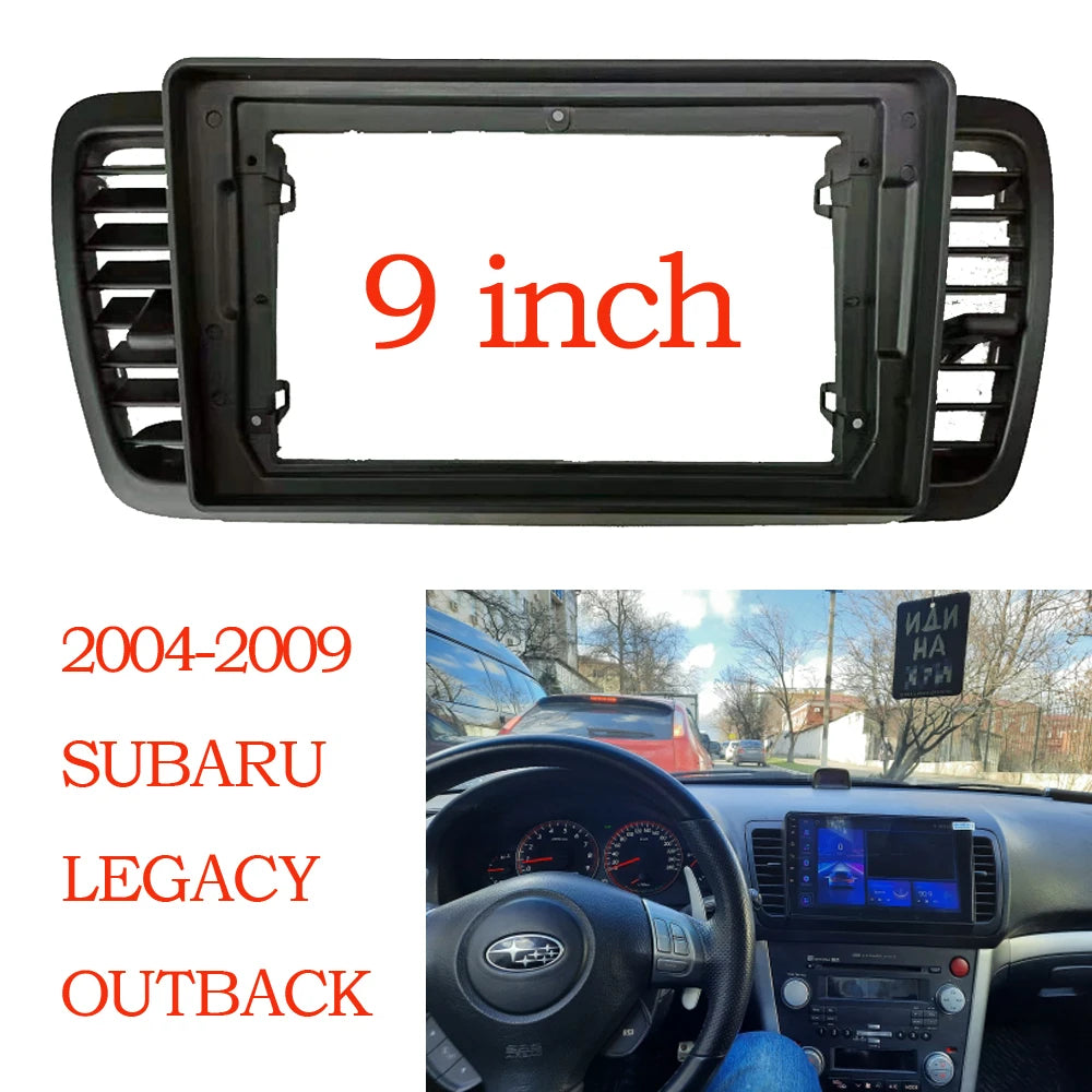 For  left Steering Wheel Subaru Legacy Outback 2004-2009 Car Radio Frame Fascia Panel 9 inch Android Facia Bezel Plate Trim sayaragear