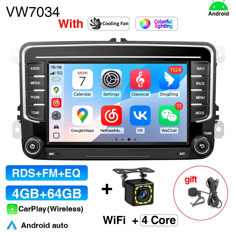 GRANDnavi Android13 Car Radio GPS For VW Volkswagen Skoda Octavia Golf 5 6 Touran Passat B6 Polo Jetta 2Din Multimedia Player sayaragear