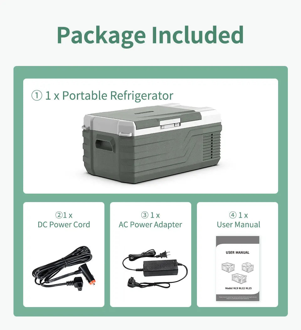 Alpicool NL15 15L Portable Car Refrigerator 12 Volt Mini Fridge Freezer 12/24V DC 100-240V AC Cooler Ice Box for Truck Camping sayaragear