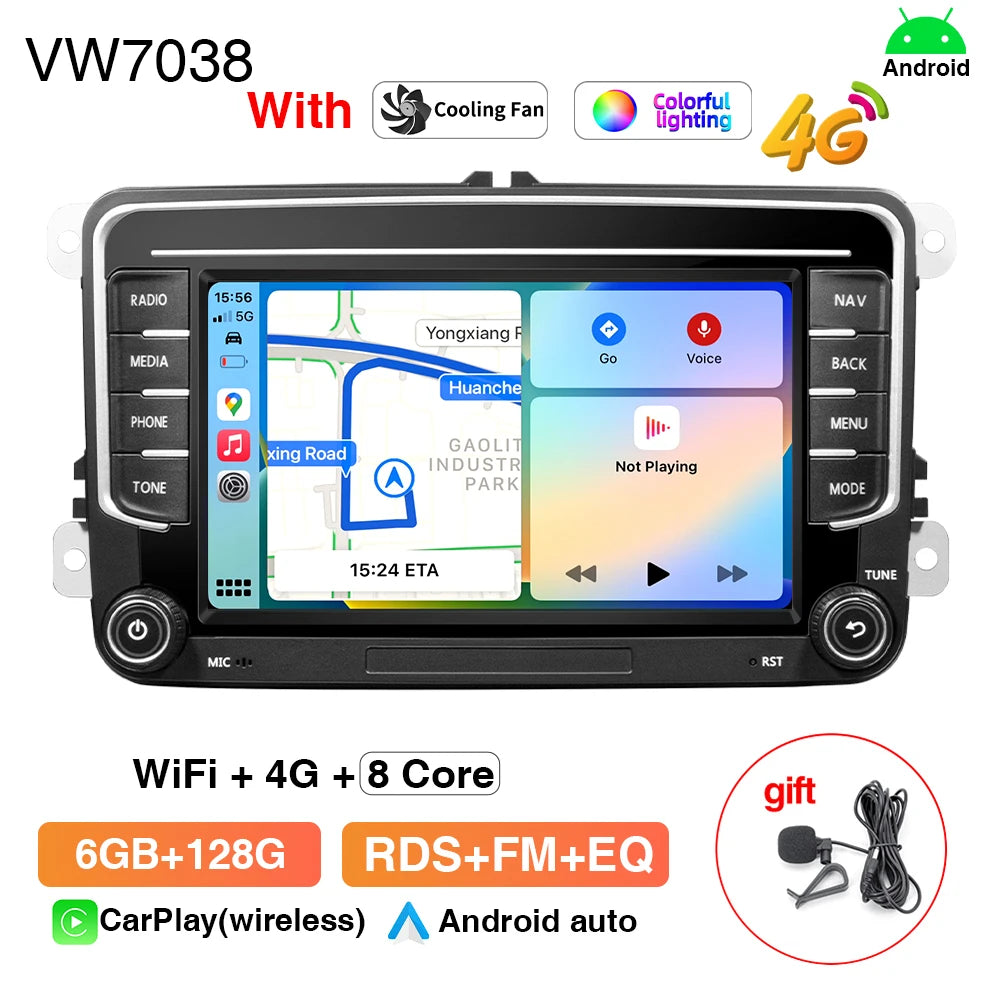 GRANDnavi Android13 Car Radio GPS For VW Volkswagen Skoda Octavia Golf 5 6 Touran Passat B6 Polo Jetta 2Din Multimedia Player sayaragear