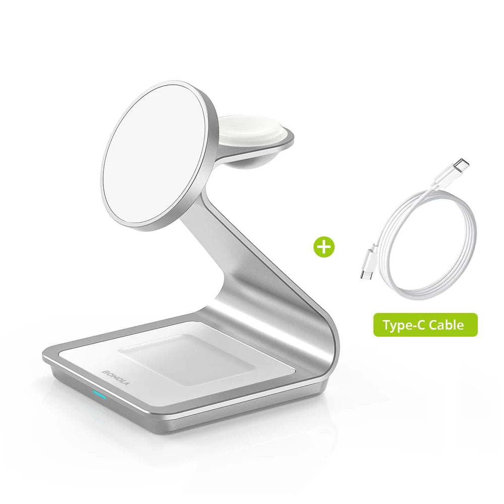 Bonola Magnetic 3 in 1 Wireless Charger for iPhone 17/16/15/13/14/12 30W Wireless Charging Station for Apple Watch/AirPods Pro sayaragear