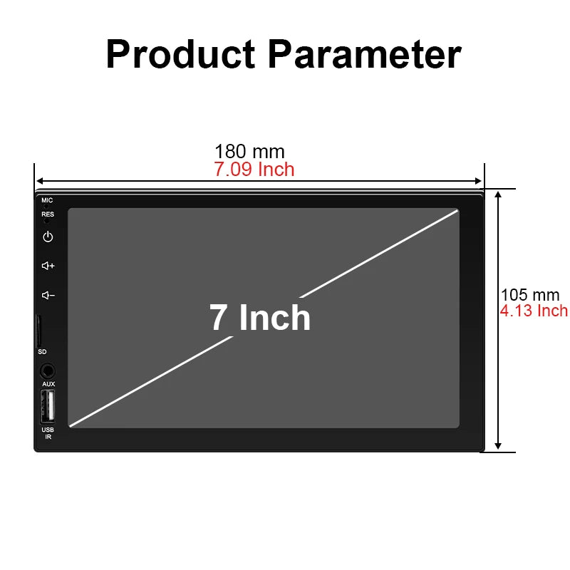 7 Inch Car Radio 1 Din MP5 Player Touch Screen Multimedia FM ISO Power Aux Input USB Bluetooth  Mirror Link Universal Autoradio sayaragear