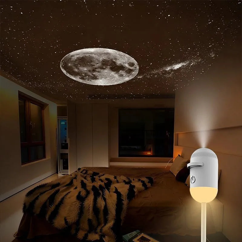 Mini Galaxy Star Projector Two In One Night Light Home Background Atmosphere Light Bedroom Car Decoration Children's Gift sayaragear