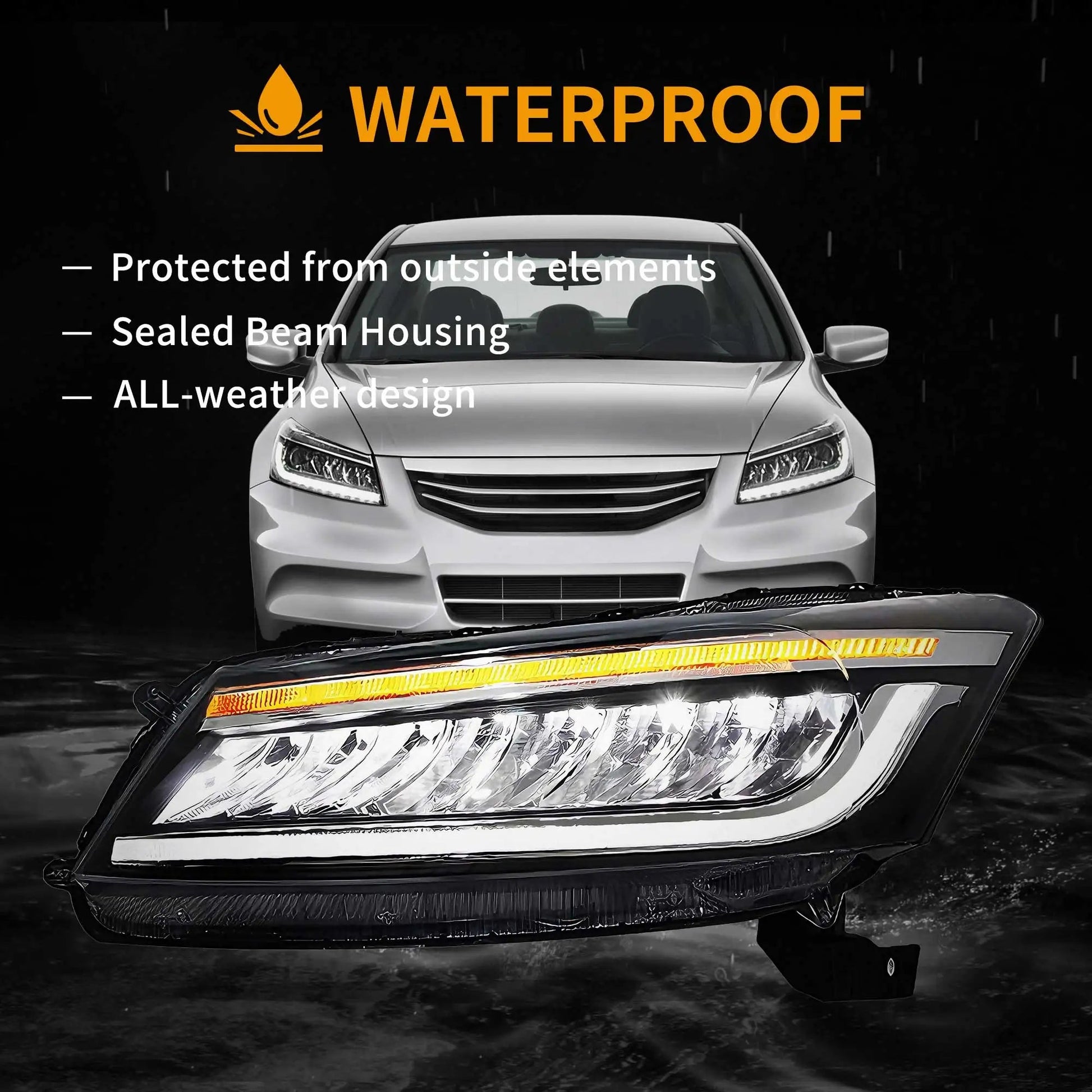 VLAND 2008-2012 Sedan 8th Gen LED Dual Beam Projector Headlights Assembly sayaragear