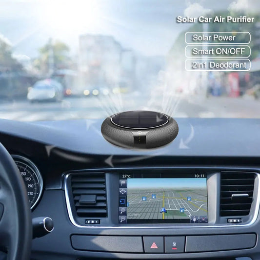 USB Car Air Purifie HEPA Filter Solar Aroma Air fresher Smell Oder Removal Vehicle Home Desk Electric Product Supplies Gadgets sayaragear