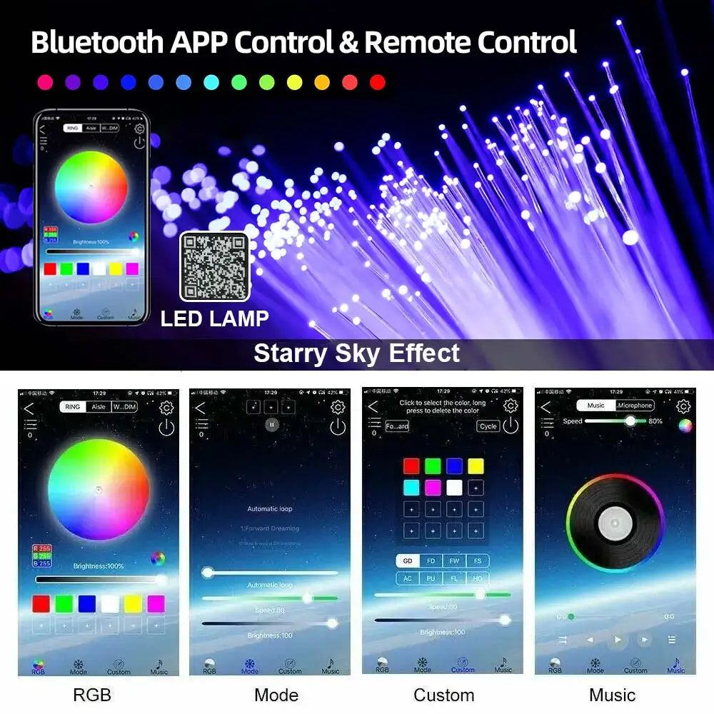 RGBW 1/2/4/6/8 split machine 2400x household car roof starry sky light kit roof fiber optic ceiling sayaragear