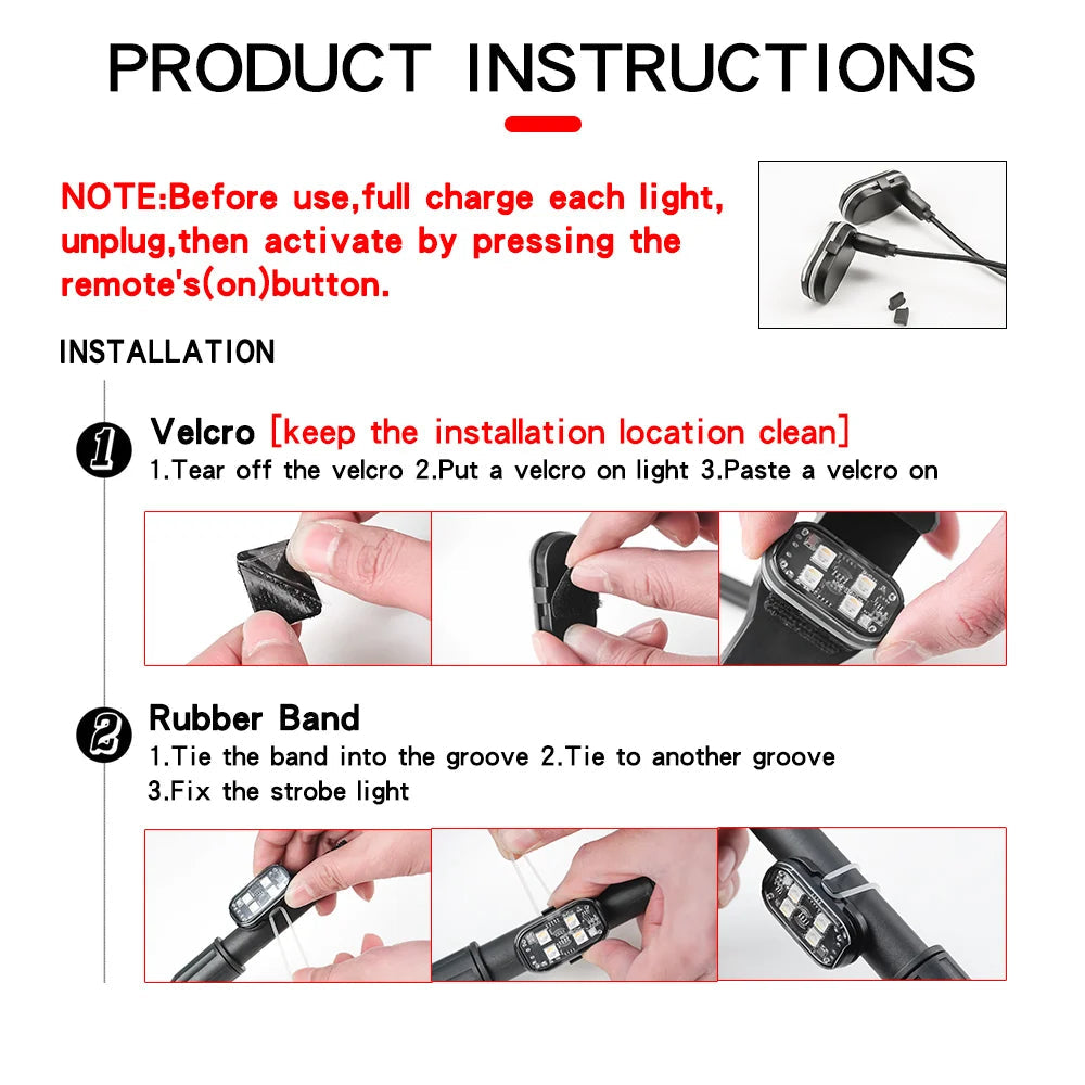 2/4pcs Wireless LED Strobe Lights Car Decor Atmosphere Light, 8 Colors Rechargeable Led Lights Anti-Collision LED Warning Light sayaragear