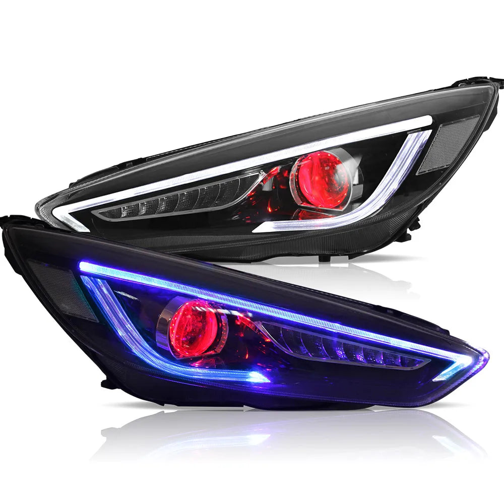 Vland 15-18 Focus Mark 3th Gen Facelift Dual Beam Projector Headlights Black sayaragear