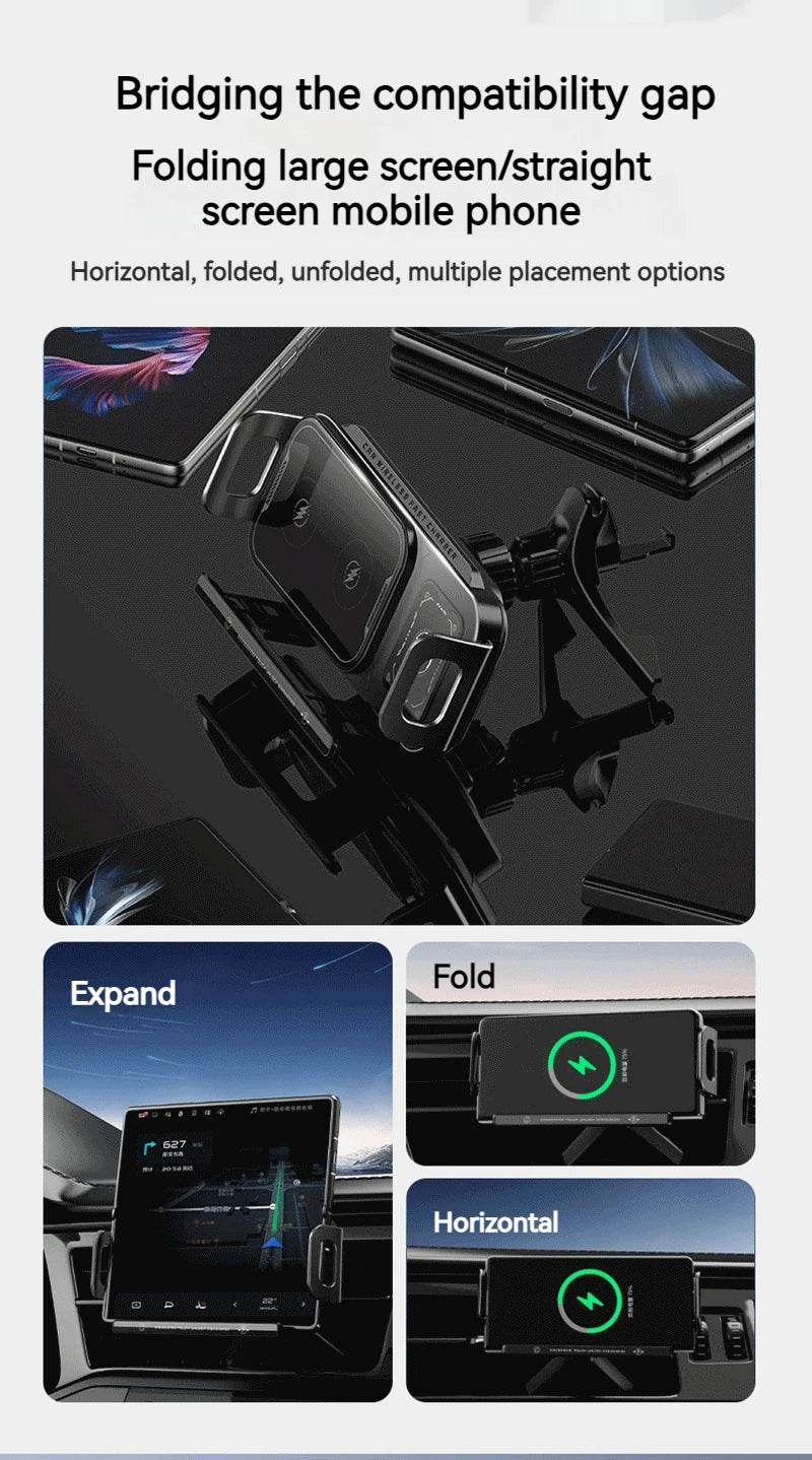 15W Universal Car Phone Wireless Charger Holder 360° Rotation Mount for Samsung Galaxy Fold 6 5 4 3 Z Flip S25 S24 iPhone 16 15 sayaragear