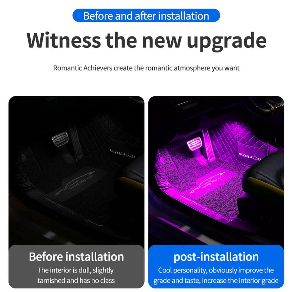 LED Car Interior Ambient Lights Foot Strip Lighting Kit Accessories Backlight Remote App Music Control Auto RGB Decorative Lamp sayaragear