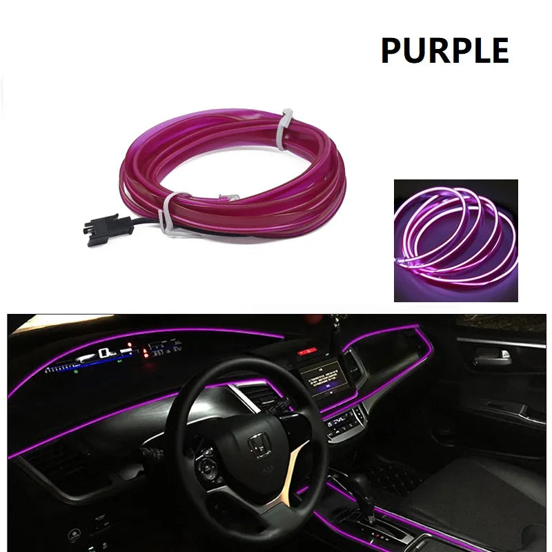Car Interior Decorative Lamps Strips Atmosphere Lamp Cold Light Decorative Dashboard Console Auto LED Ambient Lights 1/2/3/4/5M sayaragear