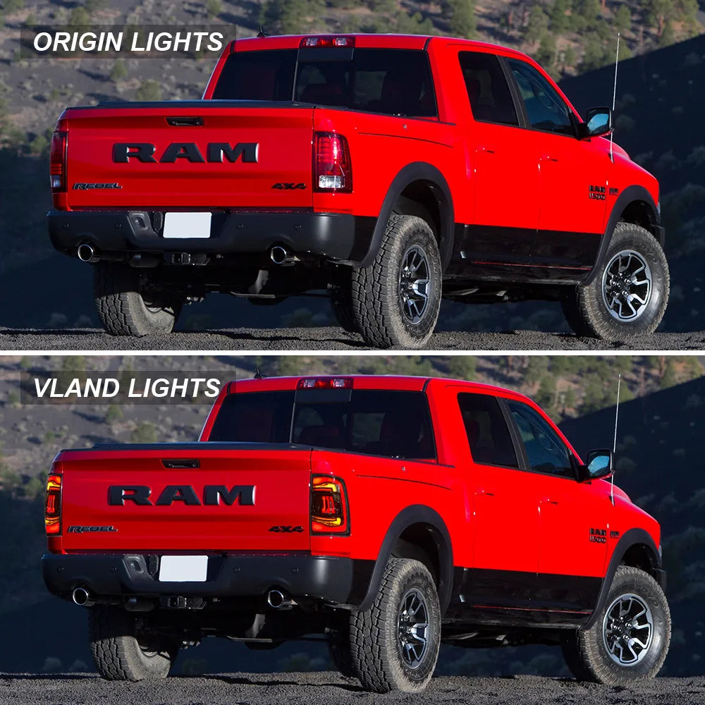 Vland 09-18 Ram 1500/2500/3500 LED Tail Lights Upgrade Assembly With Amber Turn Signal Lamp sayaragear