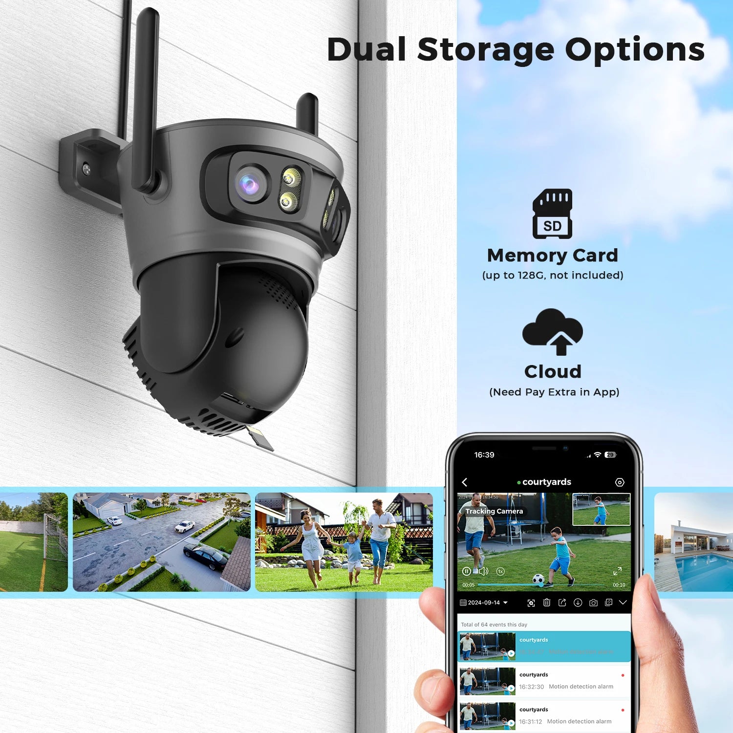 20MP Outdoors Wifi Camera 10K HD Three Lens Security 5G PTZ IP Camera 10X Digital Zoom Lens Human AI Auto Detect Tracking Camera sayaragear