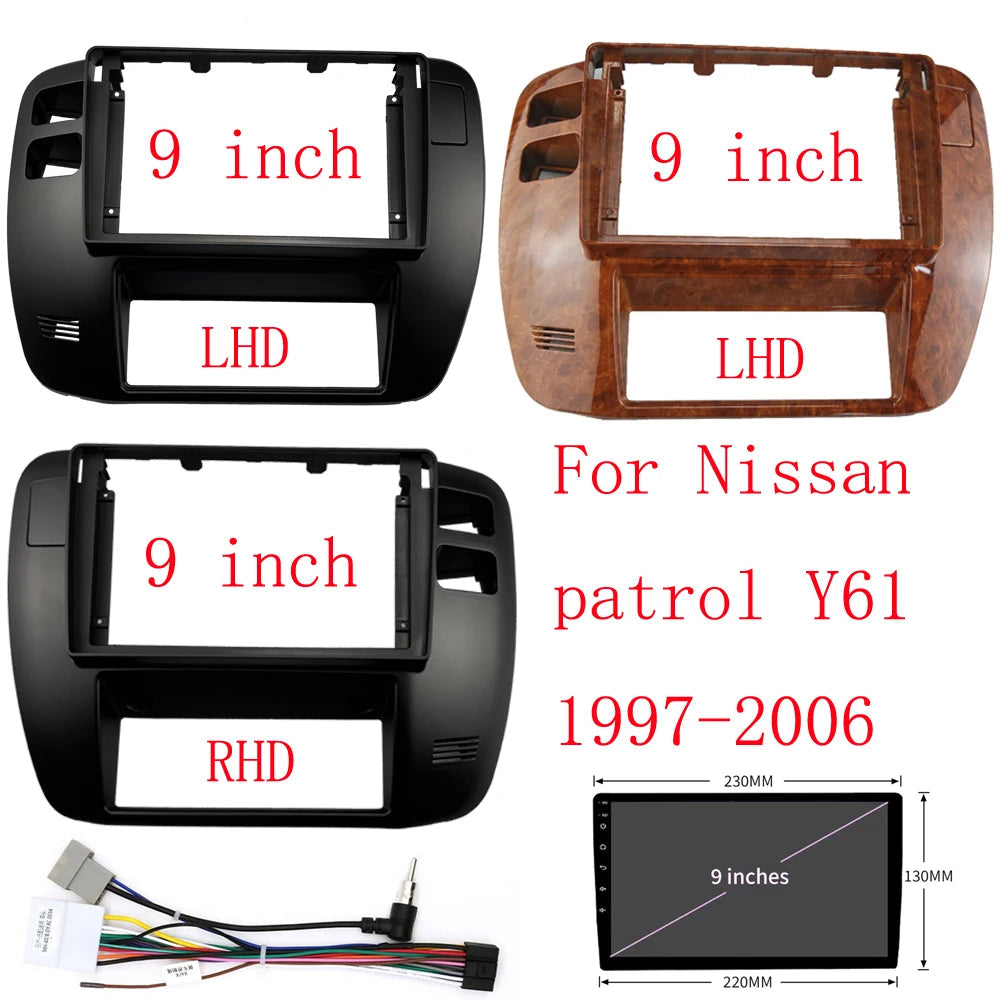 Car Android Radio Frame GPS Stereo Player 2DIN Head Unit Car Radio Fascias Dash Frame Panel For 1997-2005 NISSAN PATROL (9INCH) sayaragear