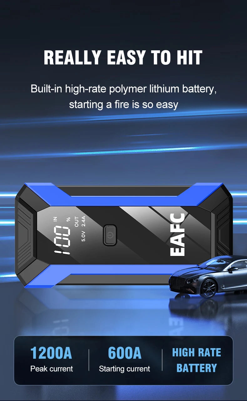 2000A Portable MultiFunction Emergency Booster Car Emergency Mobile Power Battery Charger 12V Car Jump Starter with LED Light sayaragear