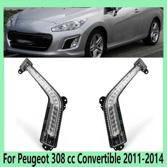 Car Front Bumper Daytime Running Light Assembly LED Fog Light For Peugeot 308 cc Convertible 2011 2012 2013 2014 6206X4 6208X4 - sayaragear