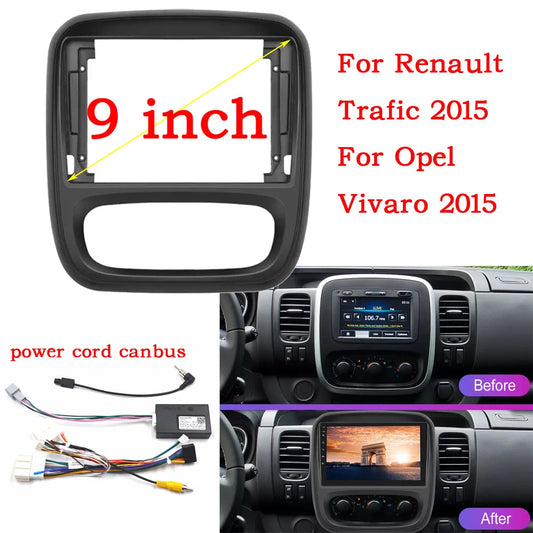 Car Android Radio Frame For Renault Trafic Opel Vivaro B Fiat Talento Mitsubishi Express Nissan NV300 9 inch 2DIN Fascia sayaragear
