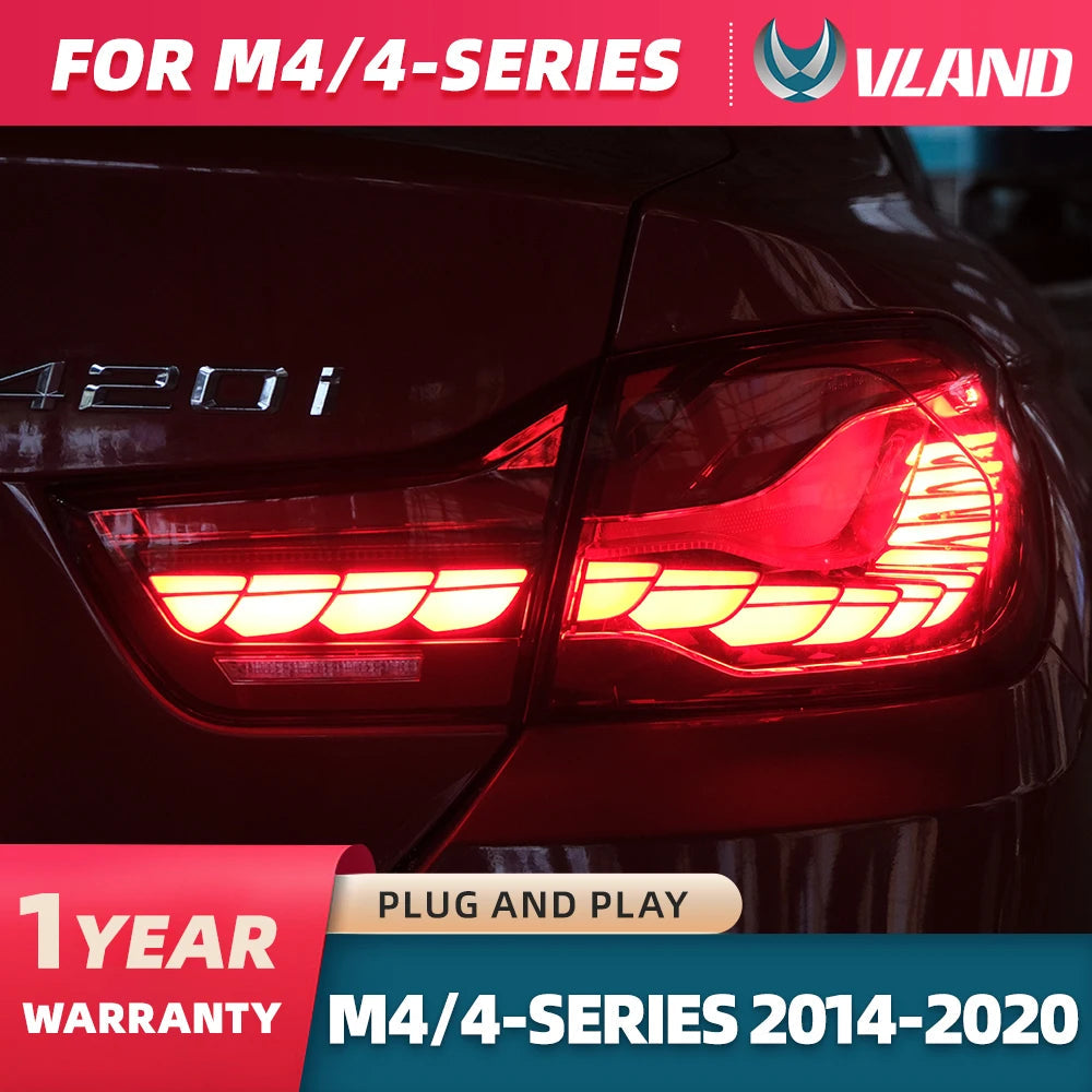 Vland 14-20 BMW 4 Series F32 F33 F36 M4 F82 F83 Full LED Tail Lights GTS Style Rear Lamp Assembly Plug and Play Upgrade Replacem sayaragear
