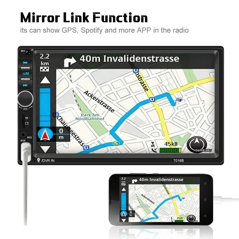 7" Double 2 DIN Car MP5 Player B-T Touch Screen Stereo Radio With 4led Camera sayaragear