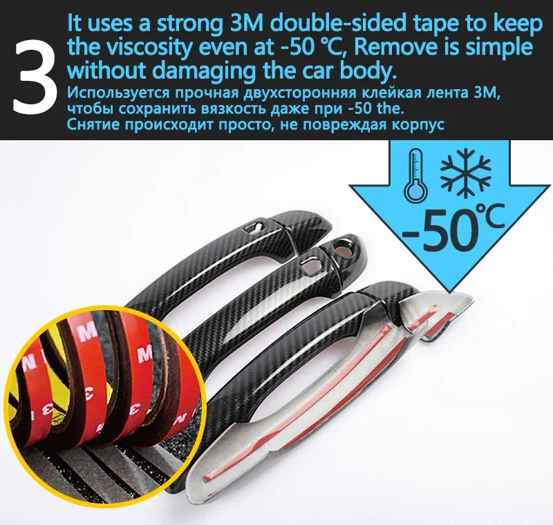 Black Carbon Fiber for Ford Focus 2 MK2 MK2.5 2004 2005 2006 2007 2009 2010 Door Handle Cover Sticker DecorationsCar Accessories sayaragear
