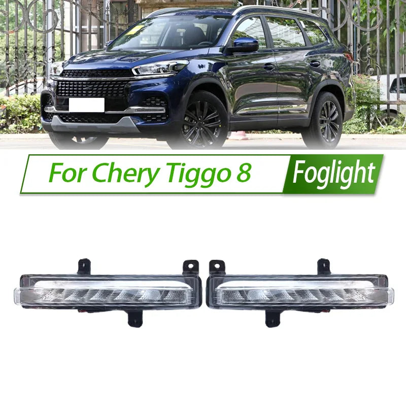 For Chery Tiggo 8 Foglight Fog Light Assembly LED/ Halogen Front Bumper Fog Lamp Kit Replacement with Waterproof Housing sayaragear