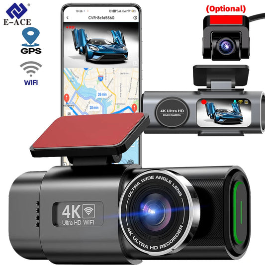 Dash Cam 4K GPS WIFI APP 24H Night Vision Mini Optional Rear Lens Dashcam Car DVR Video Recorder Camera For Car Black Box sayaragear