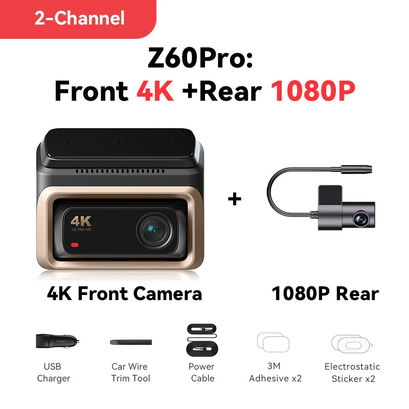 DDPAI Z60 Pro 4K Dash Cam Auto Dashcam Front GPS Car Camera for Dual SONY Sensor WiFi ADAS Night Vision DVR Video Recorder sayaragear