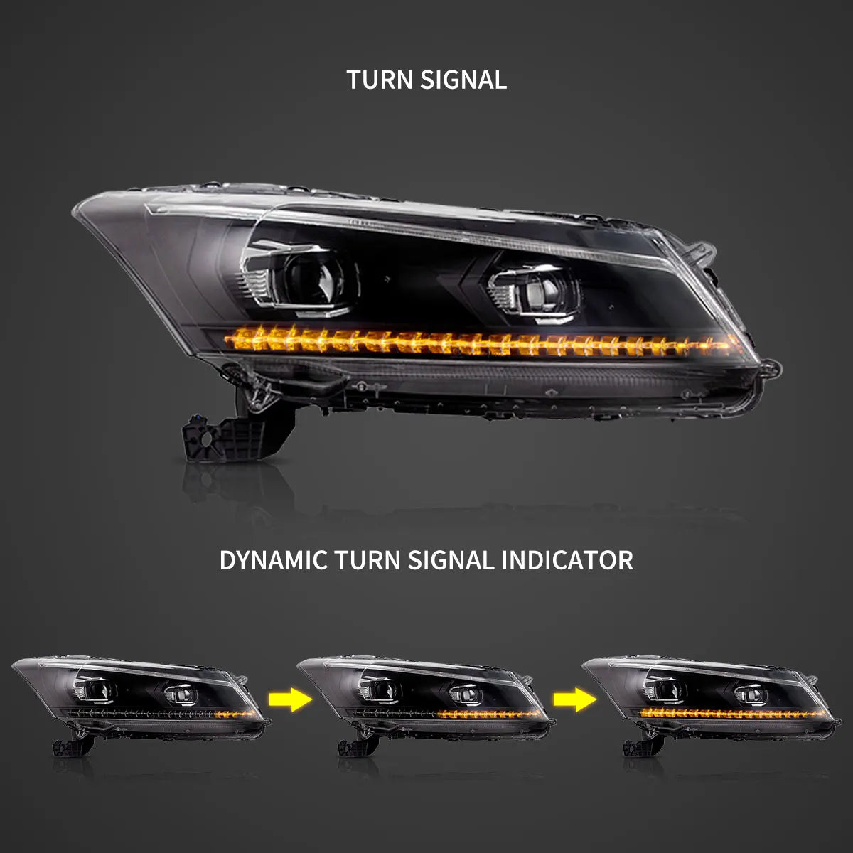 VLAND Projector Headlights Black for 2008-2012 Honda Accord Sedan 8th Generation, Stylish Replacement Front Lamp Assembly sayaragear