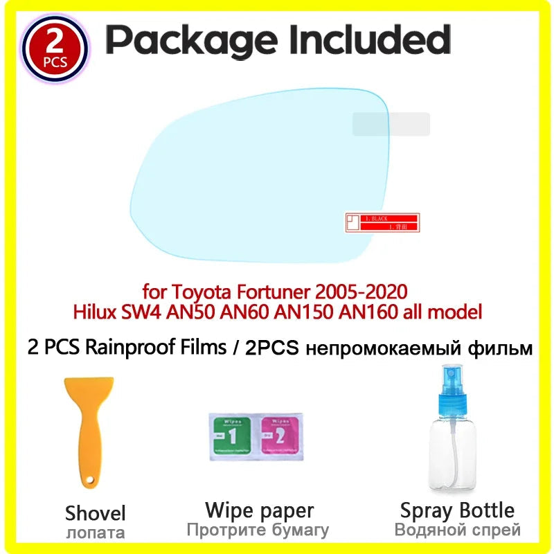 Full Cover Anti Fog Rainproof Film for Toyota Fortuner 2005 -2020 AN50 AN60 AN150 AN160 Hilux SW4 SR5 Rearview Mirror Protective sayaragear