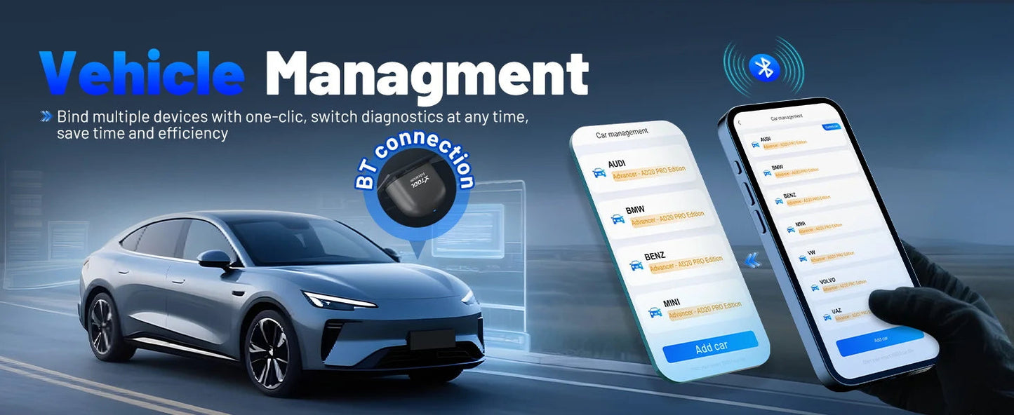 XTOOL Advancer AD20PRO OBD2 Bluetooth Scanner Full System Car Diagnostic Tool obd2 Scanner Oil Reset & Battery Tests Code Reader sayaragear