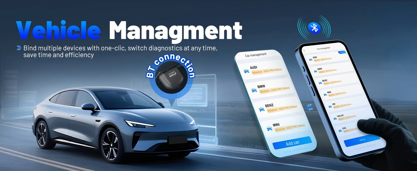 XTOOL Advancer AD20PRO OBD2 Bluetooth Scanner Full System Car Diagnostic Tool obd2 Scanner Oil Reset & Battery Tests Code Reader sayaragear