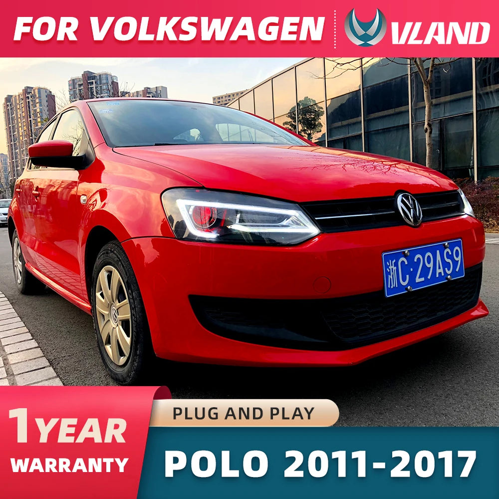 VLAND Car Styling for VW Polo Headlights 2011-2018 Vento LED Headlight New Polo Design DRL Head Lamp Bi Xenon Beam Accessories sayaragear