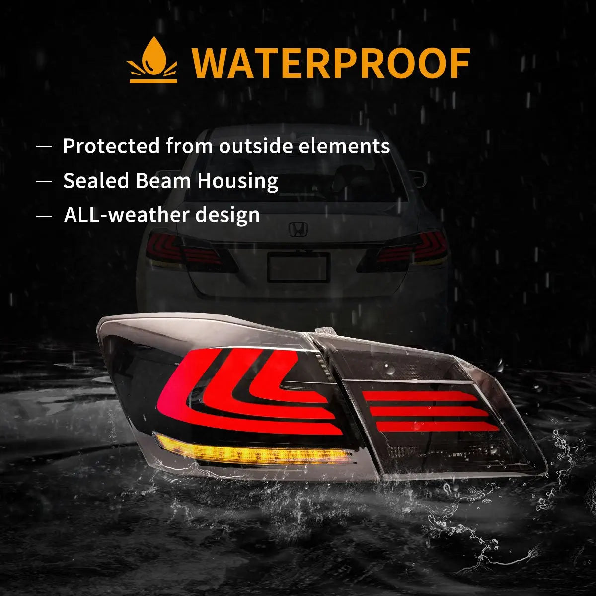 Vland 13-17 Accord 9th Gen Sedan LED Tail Lights With Sequential Turn Signal sayaragear