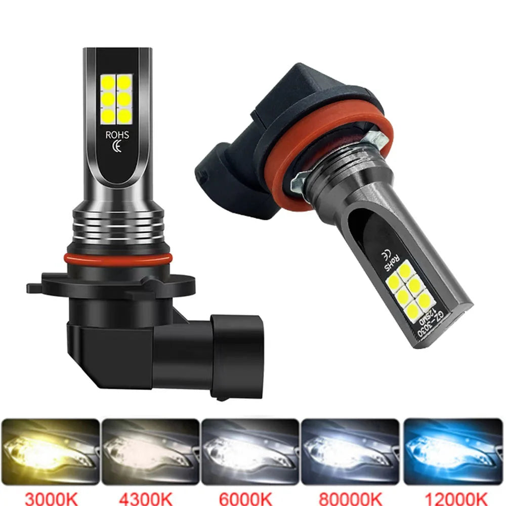 2Pcs H8 H11 LED Bulb H16 JP 9005 HB3 9006 HB4 Led Lamp Super Bright Car Fog Lights Day Driving Running Light 12V 24V 6000K White sayaragear