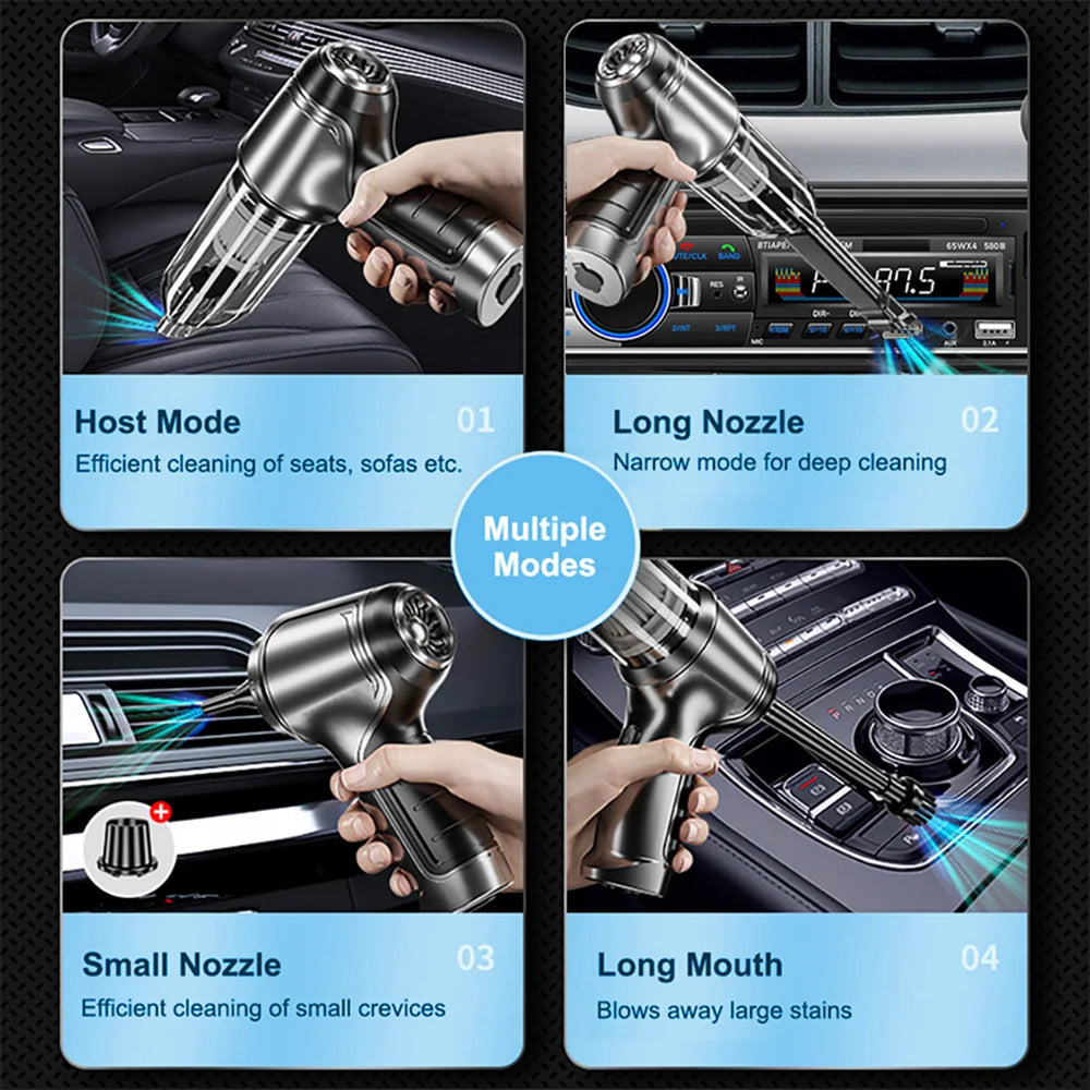 Car Vacuum Cleaner Wireless 95000PA Strong Suction Vacuum Cleaner Portable Handheld Vacuum Cleaner Blower 2in1 for Car Home sayaragear