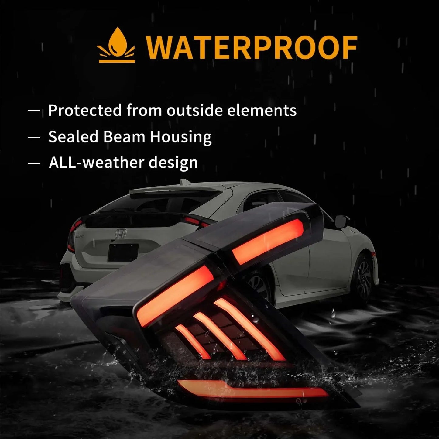 Vland 18-21 Civic 10th Gen (FK4/FK7/FK8) Hatchback II LED Tail Lights With Dynamic Welcome Lighting Smoked sayaragear