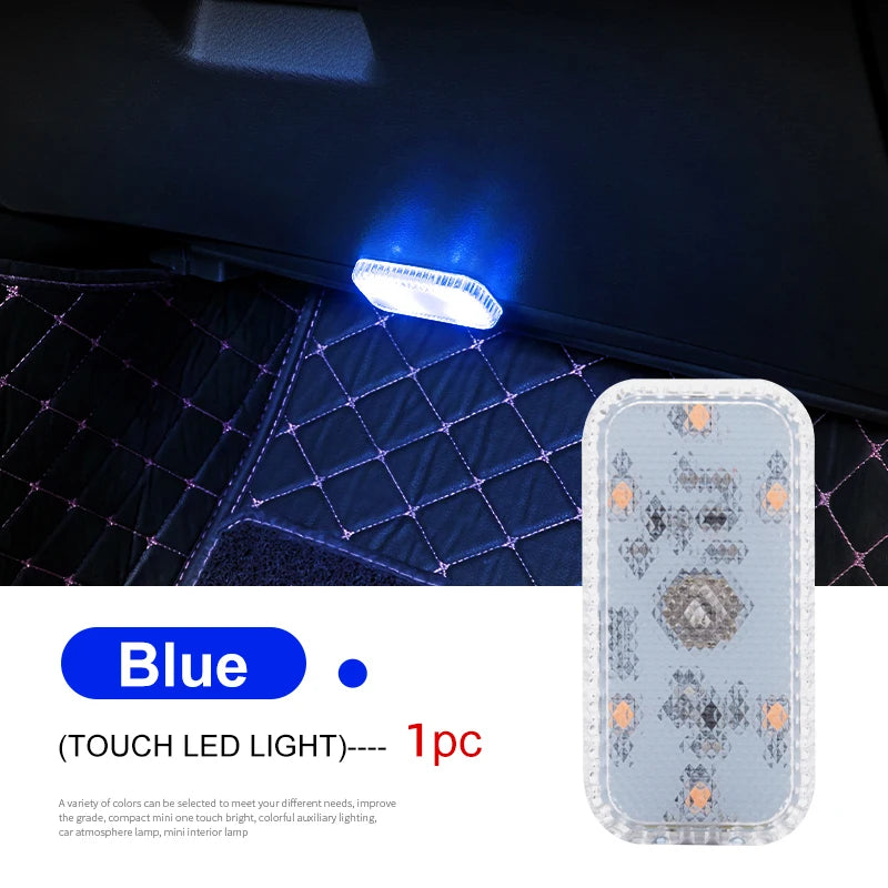 LED Touch Light Mini Wireless Car Interior Lighting Auto Roof Ceiling Reading Lamp for Trunk Storage Box USB Charging sayaragear