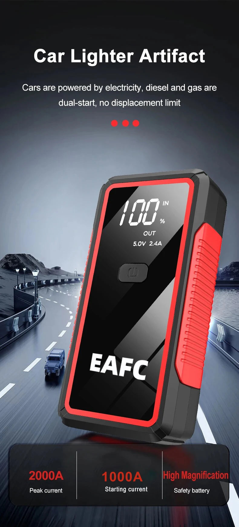 Hot 2000/1200/1000A Car Jump Starter  Car Battery Starters Portable Power Bank 12V Starting Device Booster For Petrol Diesel Car sayaragear