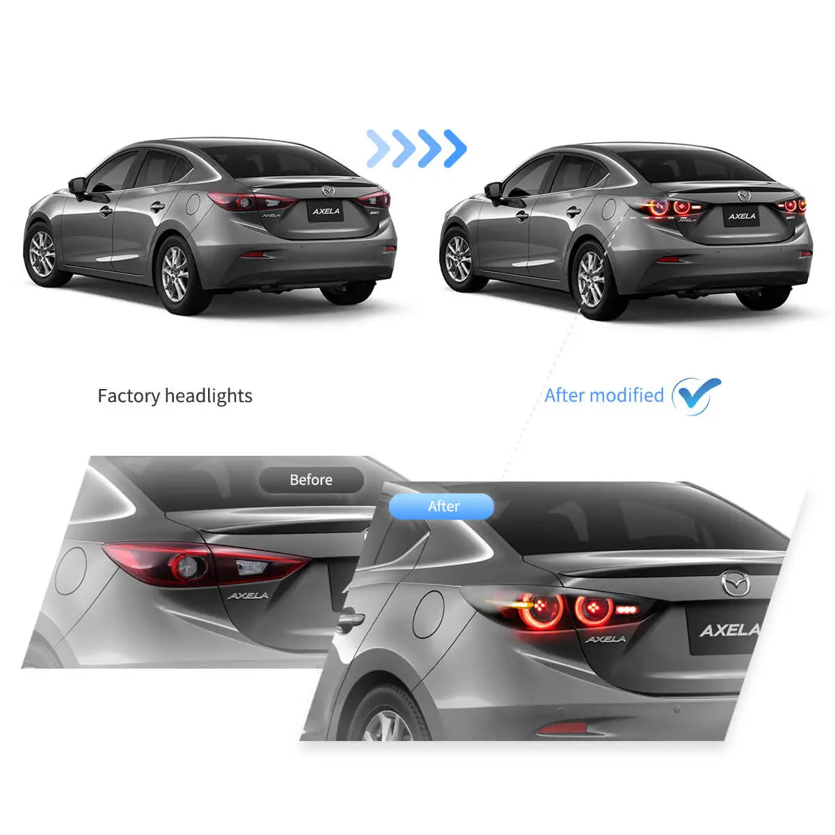 VLAND 19-22 Mazda3 Axela 4th Gen (BP) Sedan LED Tail Lights With Dynamic Welcome Lighting sayaragear