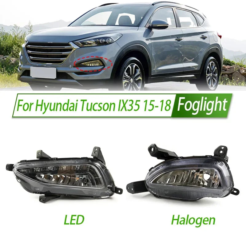 For Hyundai Tucson IX35 15-18 Foglight Fog Light Assembly Halogen Front Bumper Fog Lamp Kit Replacement with Waterproof Housing sayaragear