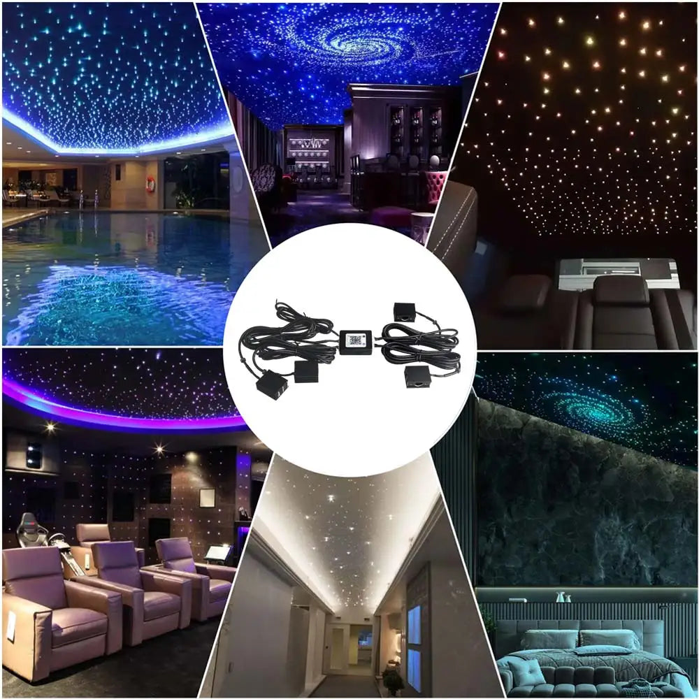 RGBW 1/2/4/6/8 split machine 2400x household car roof starry sky light kit roof fiber optic ceiling sayaragear