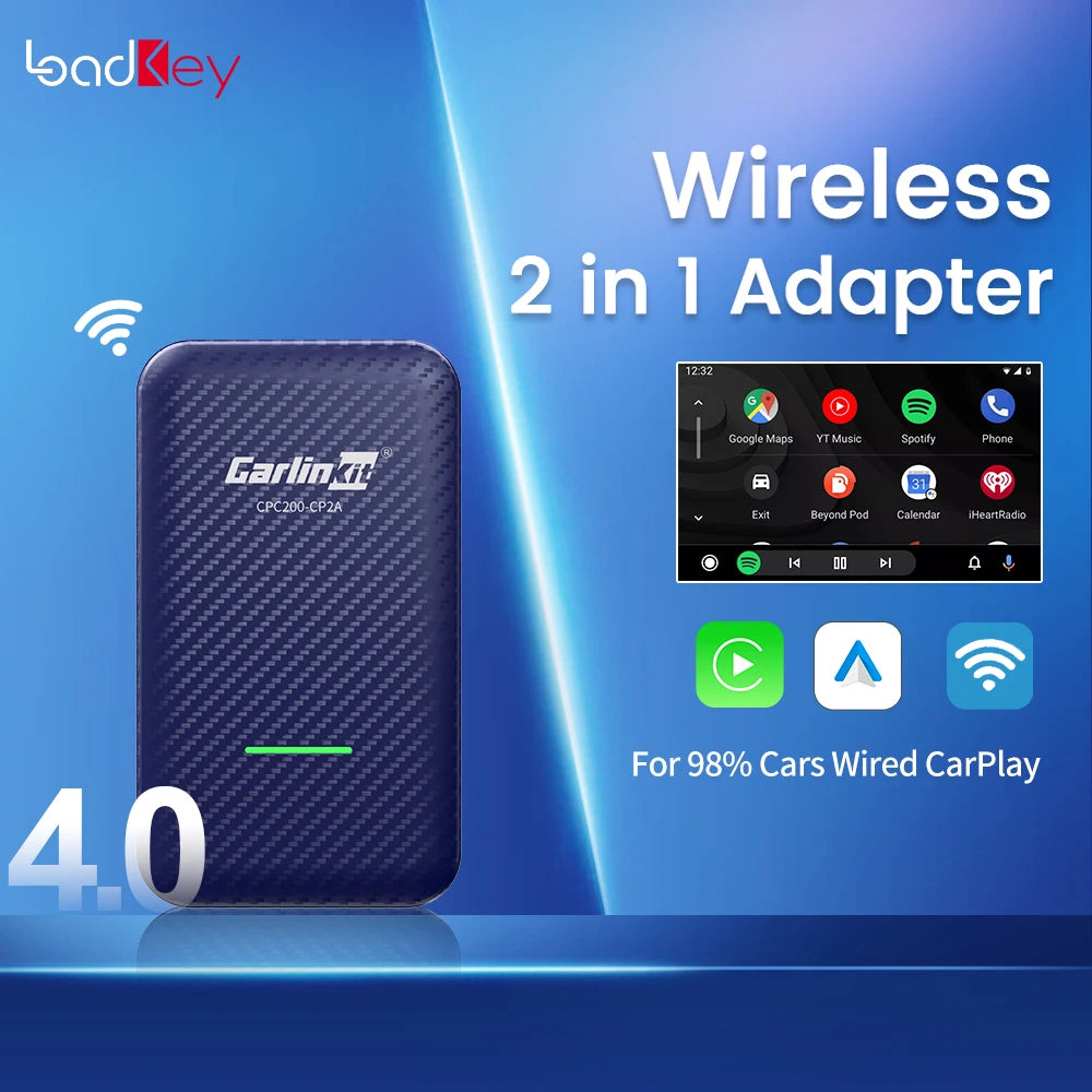 LoadKey & Carlinkit 4.0 Wireless CarPlay Android Auto Wireless Adapter For Toyota Volkswagen Audi Kia Volvo Nissan Benz Wifi BT sayaragear