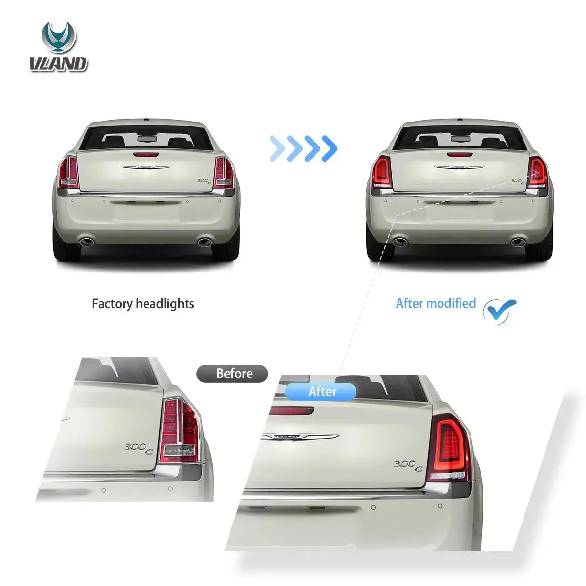 Vland 11-14 Chrysler 300 & Lancia Thema LED Tail Lights With Start-up Animation sayaragear