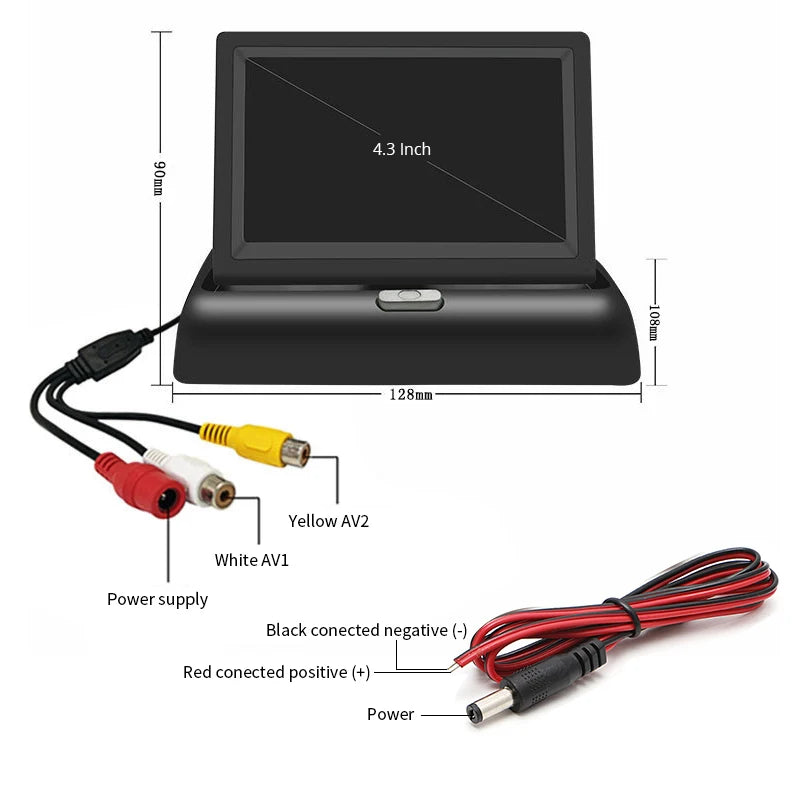 E-ACE 4.3" Car Rear View Camera Monitor Folding Easy Installation Car Parking System Camera Automotive Electronic Accessories sayaragear