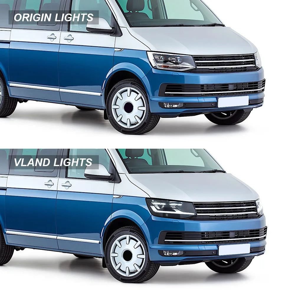 VLAND 2015-2019 Transporter T6 Black LED Dual Beam Projector Headlights Assembly sayaragear