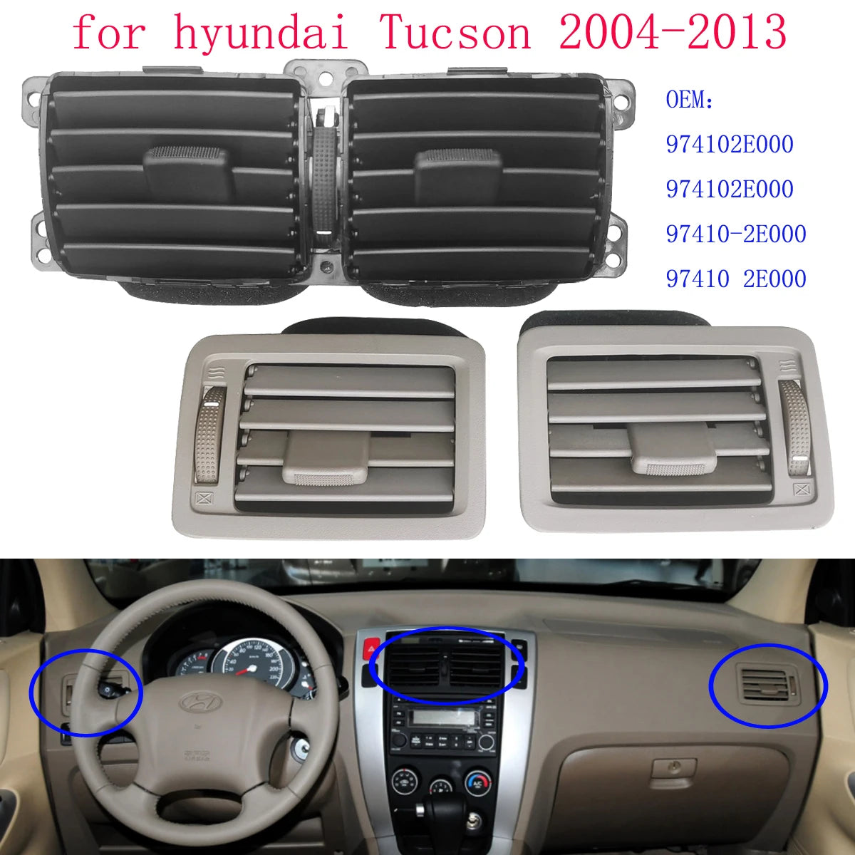 HAOCHEN OEM 974102E000 Ventilation central ventilation duct assy ctr air vent for hyundai Tucson 2004-2013 Air condition Vents sayaragear