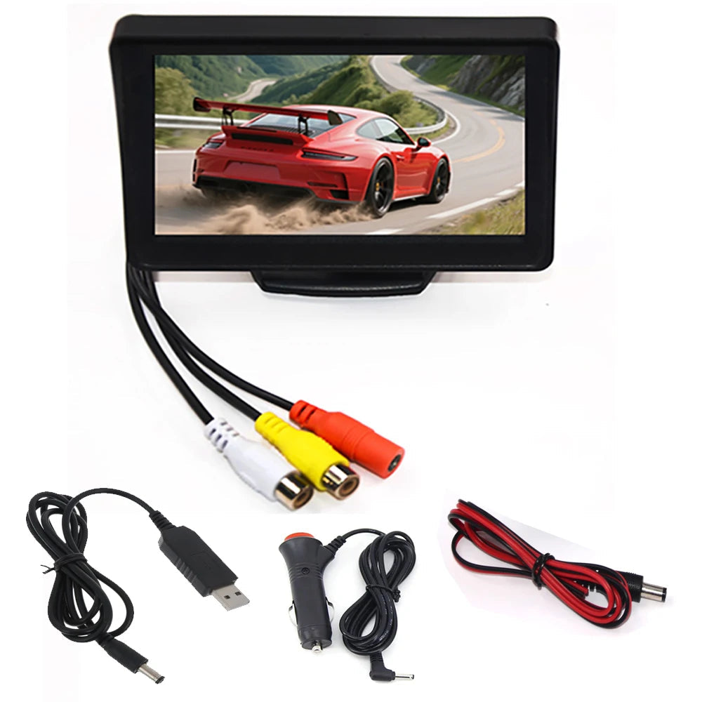 Parking Backup Reverse CCD 2 - in - 1 HD Rear View Camera System 4.3  Inch HD Screen Monitor, for Car, Bus, Truck, RV & Trailer sayaragear