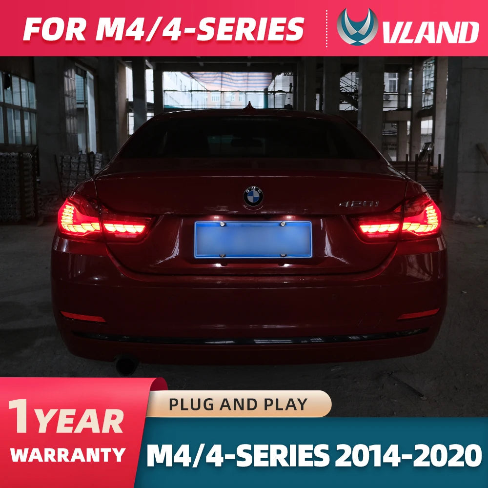 Vland 14-20 BMW 4 Series F32 F33 F36 M4 F82 F83 Full LED Tail Lights GTS Style Rear Lamp Assembly Plug and Play Upgrade Replacem sayaragear