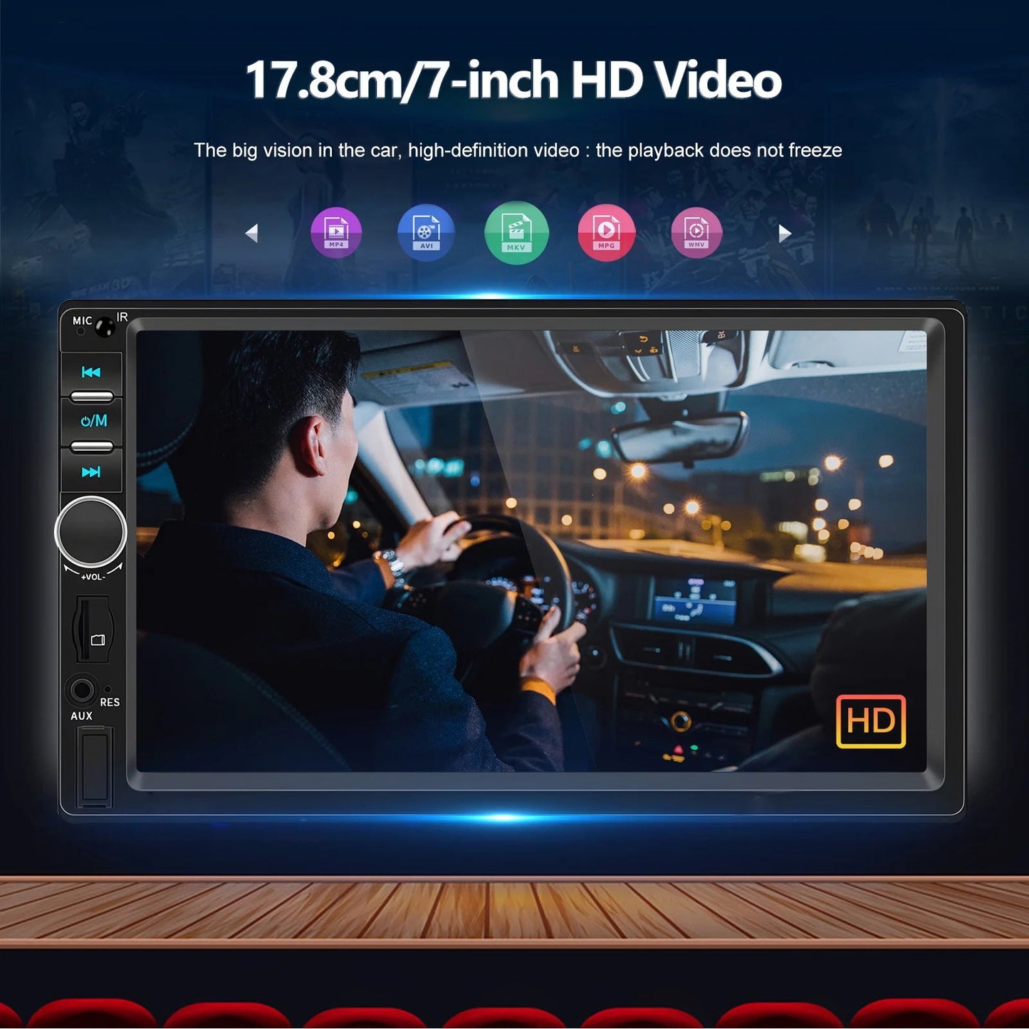 7" HD Car Stereo Radio 2Din MP5 Multimedia Player for Android Auto Mirror Link Rear 12LED Backup Camera USB AUX TF EQ FM Radio sayaragear