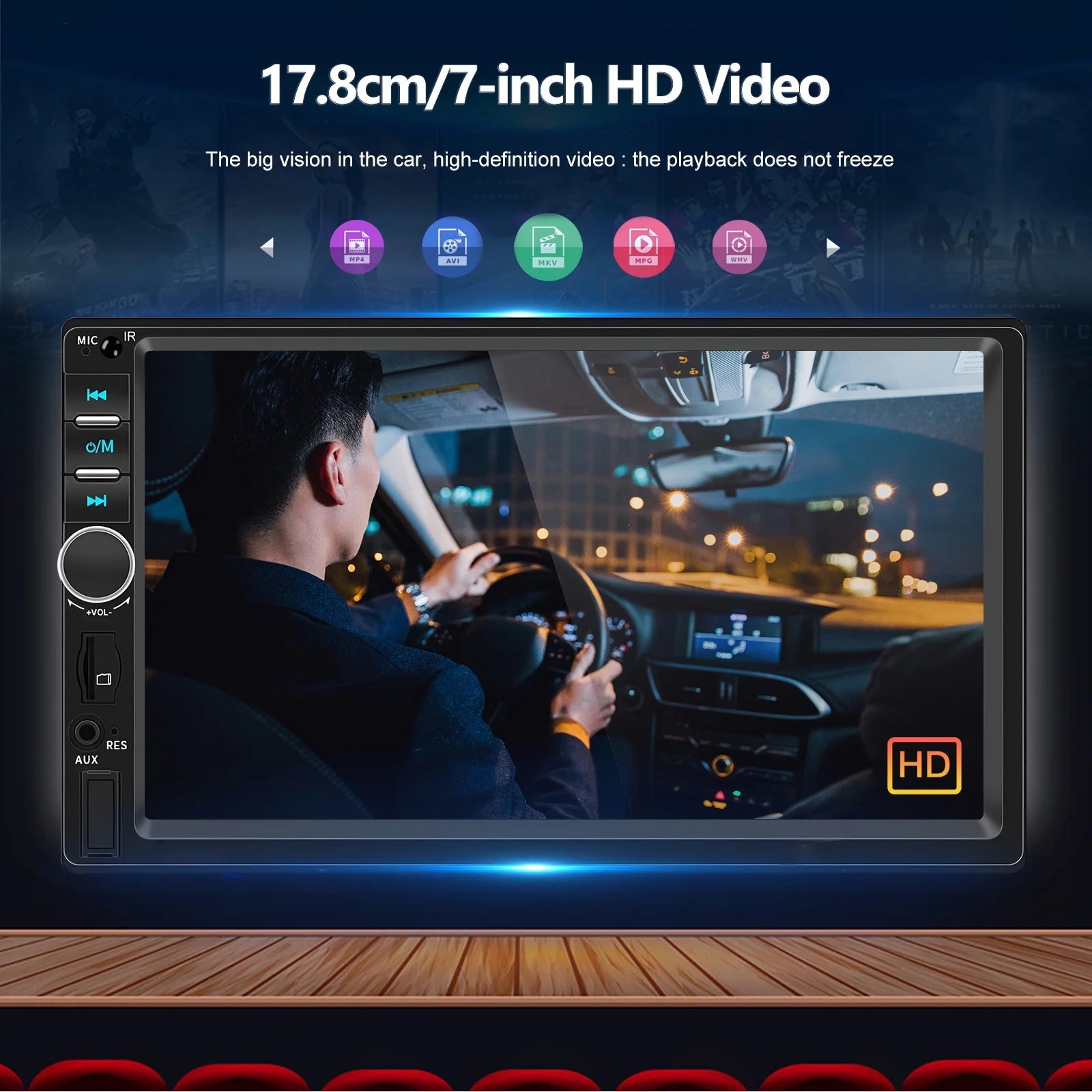 7" HD Car Stereo Radio 2Din MP5 Multimedia Player for Android Auto Mirror Link Rear 12LED Backup Camera USB AUX TF EQ FM Radio sayaragear